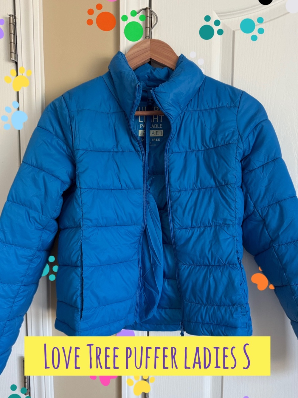 Love Tree Bright Blue Quilted Puffer Jacket
